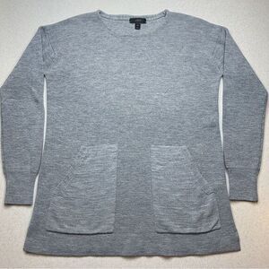 J. Crew 100% Merino Wool Tunic Sweater‎ XS Gray Pockets NWOT